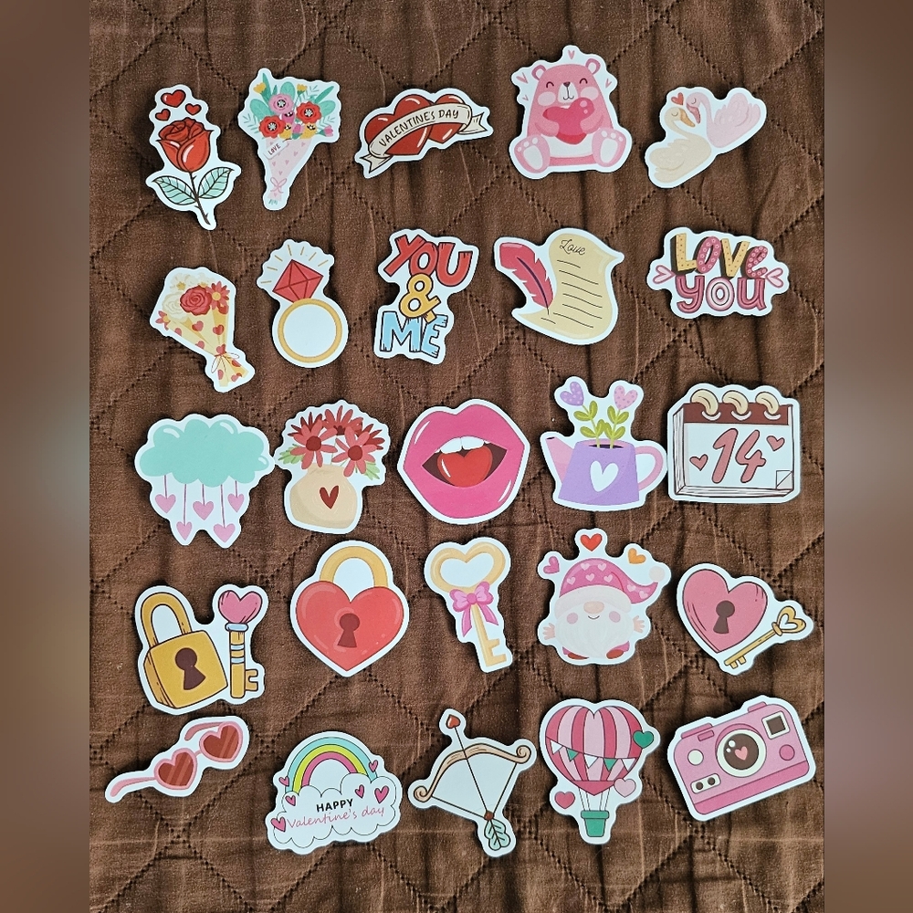 Stickers, 25pc,  romance themed stickers,  journaling, stationary,  arts and cra